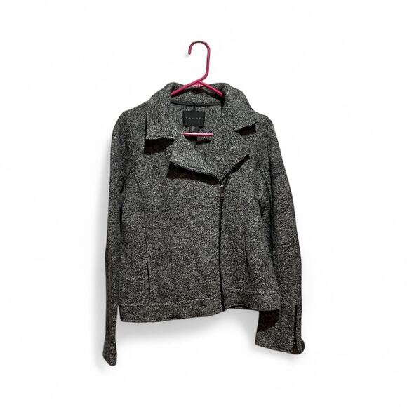 Tahari Asymmetrical Zip Jacket Gray Small Moto Long Sleeve Women Coat Classic - Picture 1 of 5